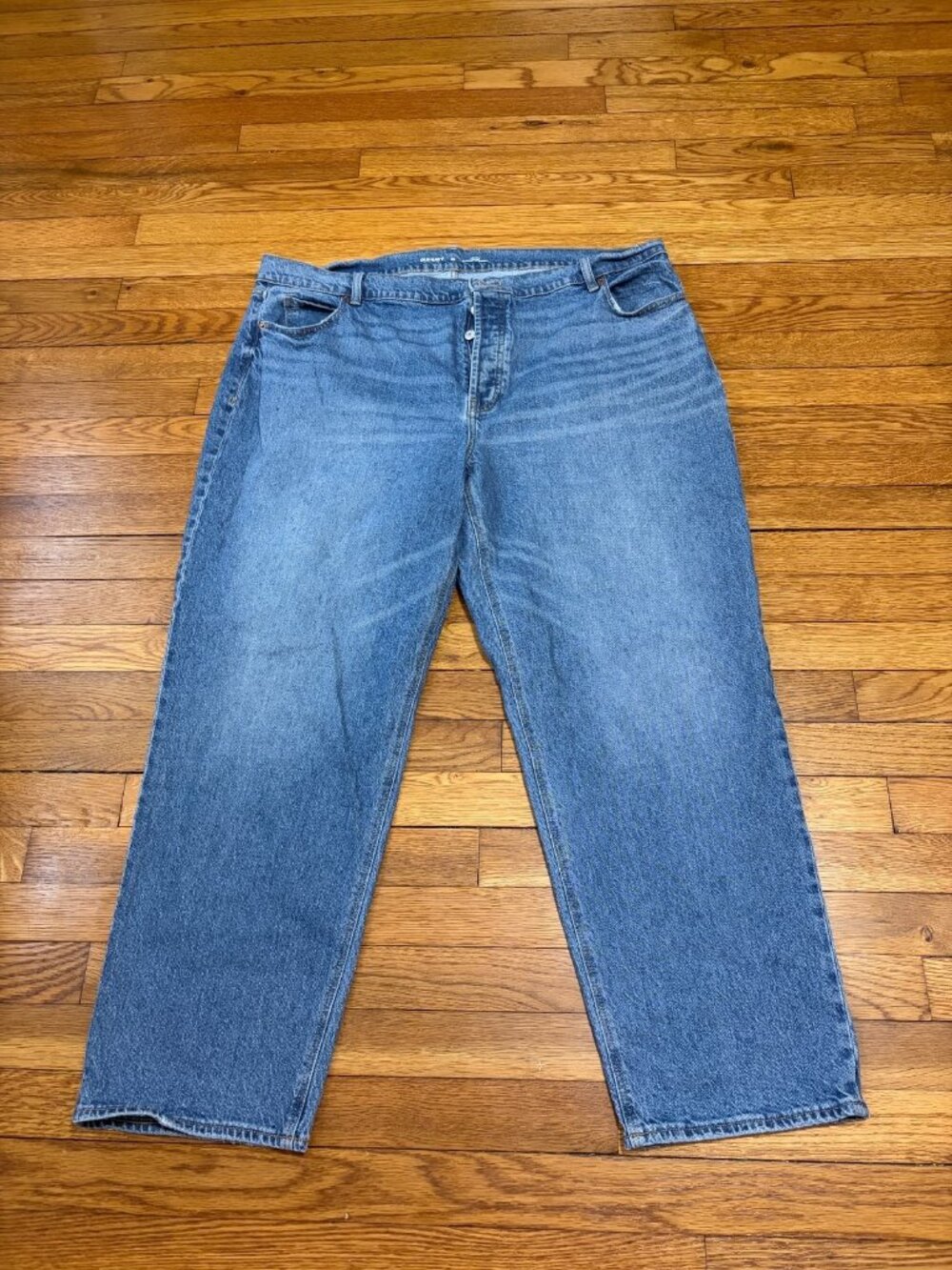Old Navy High Rise Slouchy Straight Jeans Womens Plus 20 Blue Medium Wash Denim
